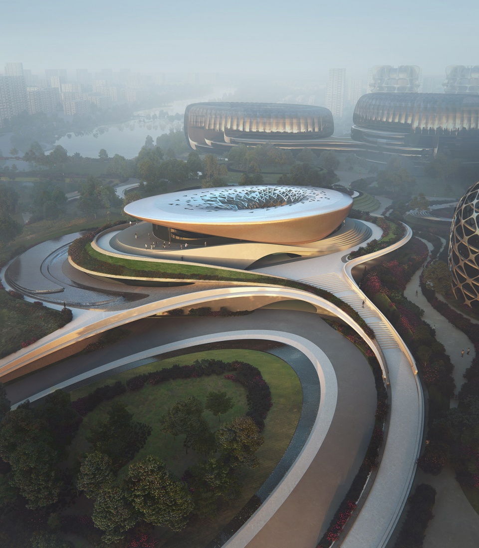 unicorn island masterplan first building nears completion zaha hadid architects