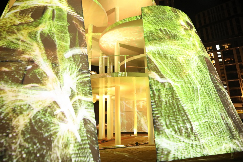 architectural lighting shuttles light and shadow nanjing time tower china by purilighting