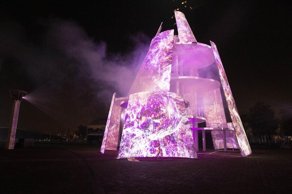 architectural lighting shuttles light and shadow nanjing time tower china by purilighting