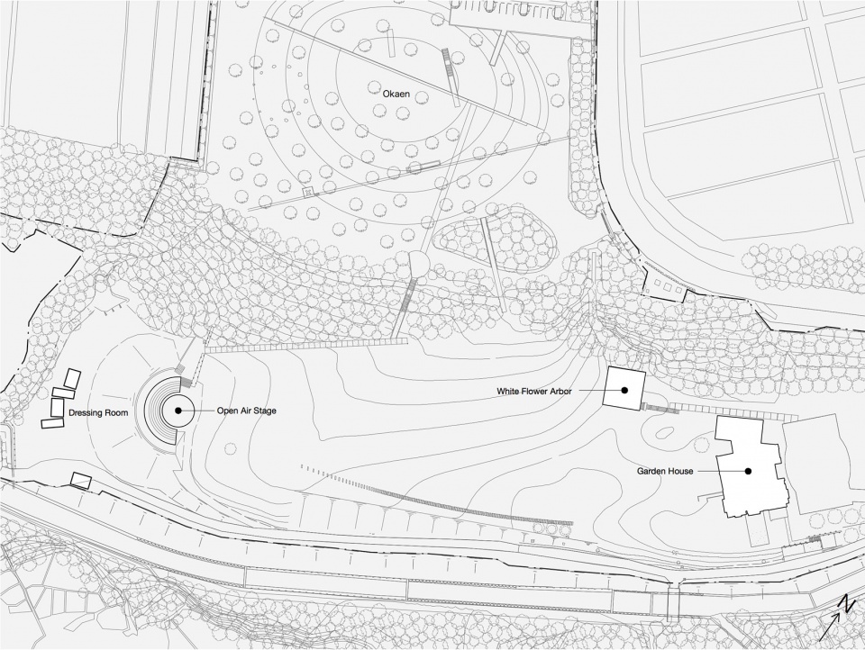 white arbor and open air theater maezawa garden by a p l design workshop