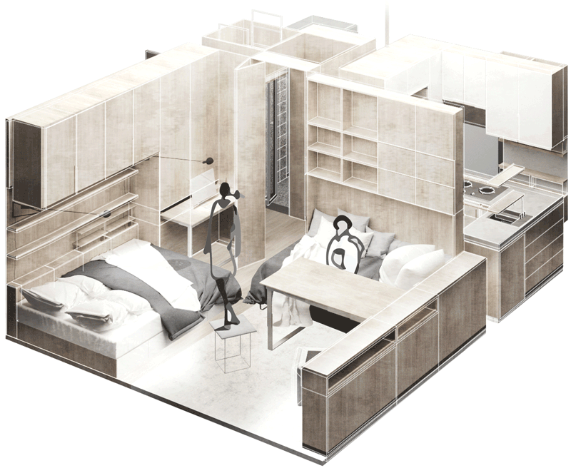 folding space 20 square meters house renovation china by daga architects