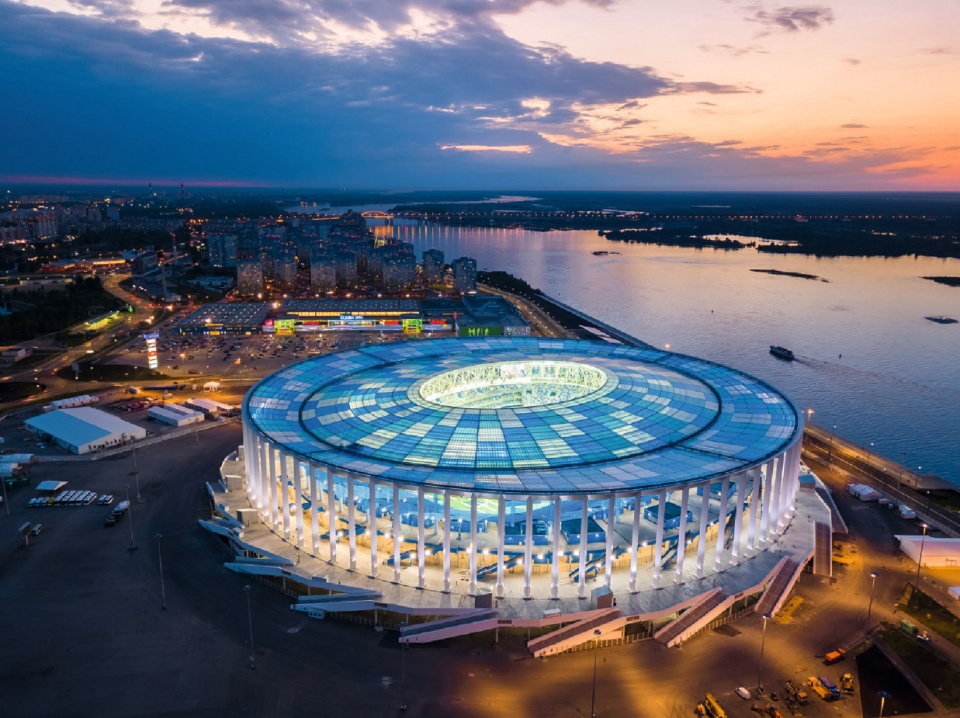 the football stadium in nizhny novgorod by pi arena