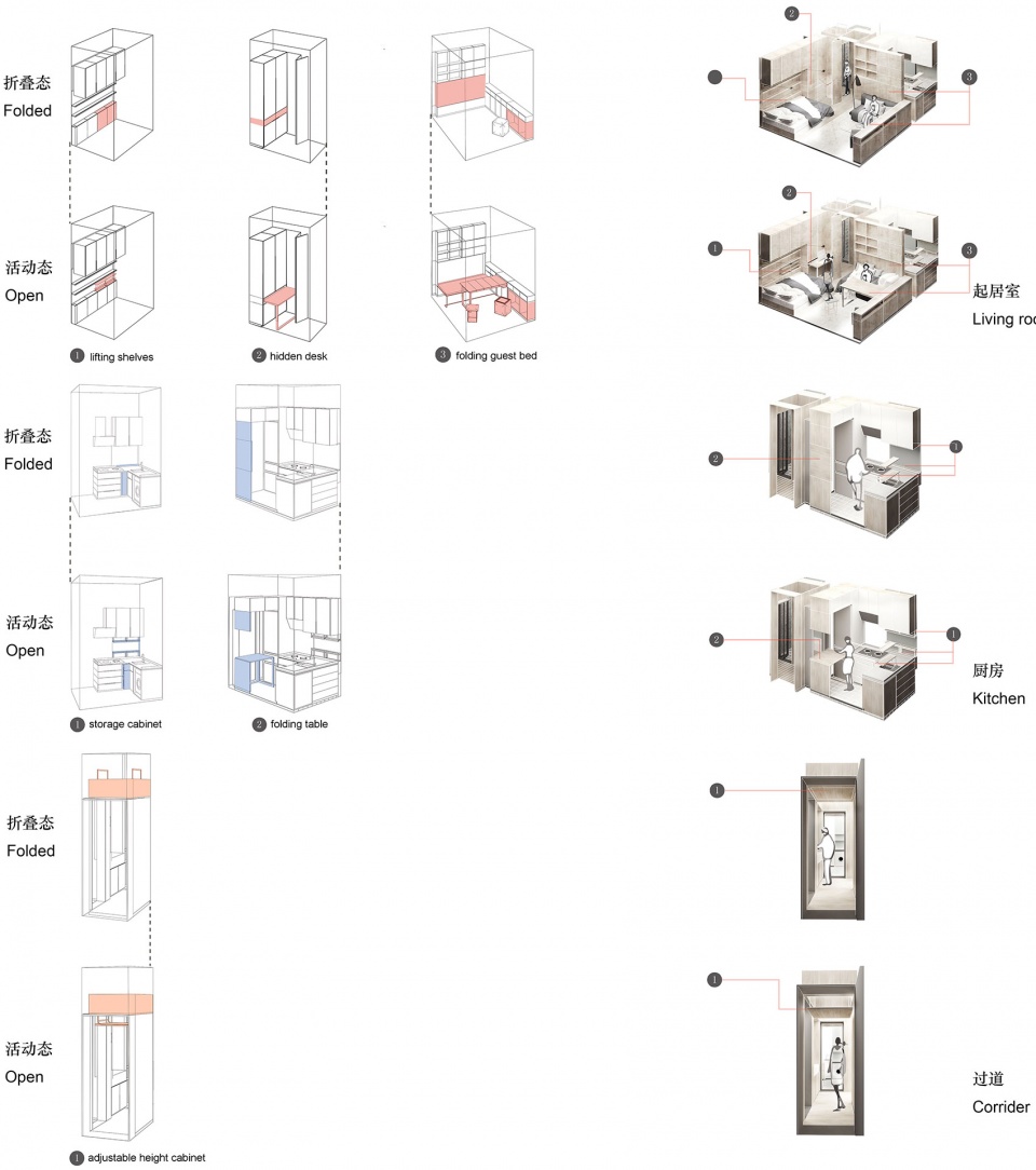 folding space 20 square meters house renovation china by daga architects