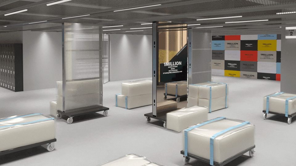 branding environmental design for 1million dance school by tux