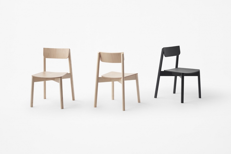 A new wooden chair and table collection 22blade22 Japen by nendo