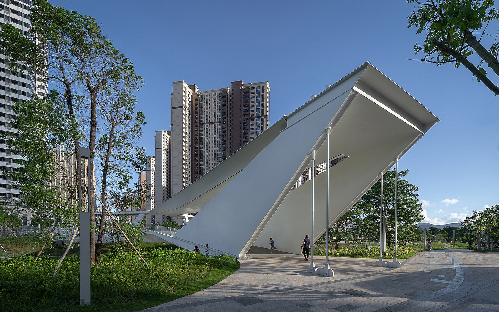 pedestrian bridge of pingshan high school china by node architecture urbanism
