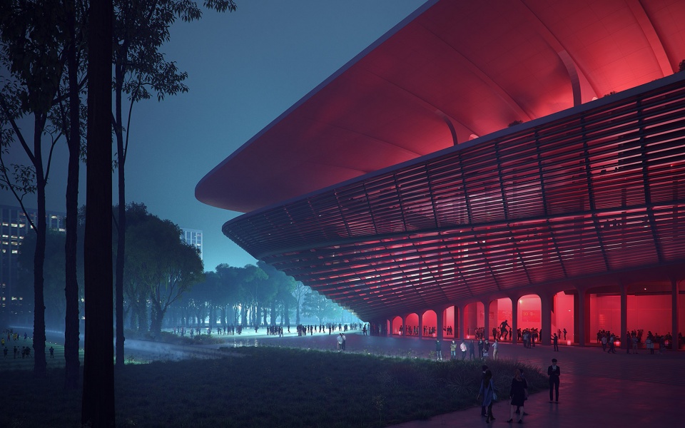 ZHA Xi’an International Football Centre Render by Atchain