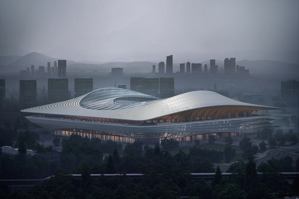 ZHA Xi’an International Football Centre Render by Atchain