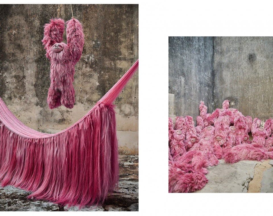 fernando laposse's naturally-dyed pink beasts at the miami design