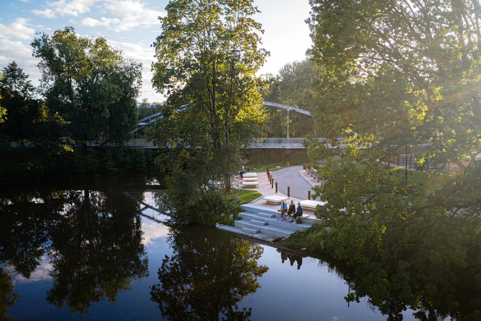Åvik River Reed Playground and river park by LOCI Landscape 