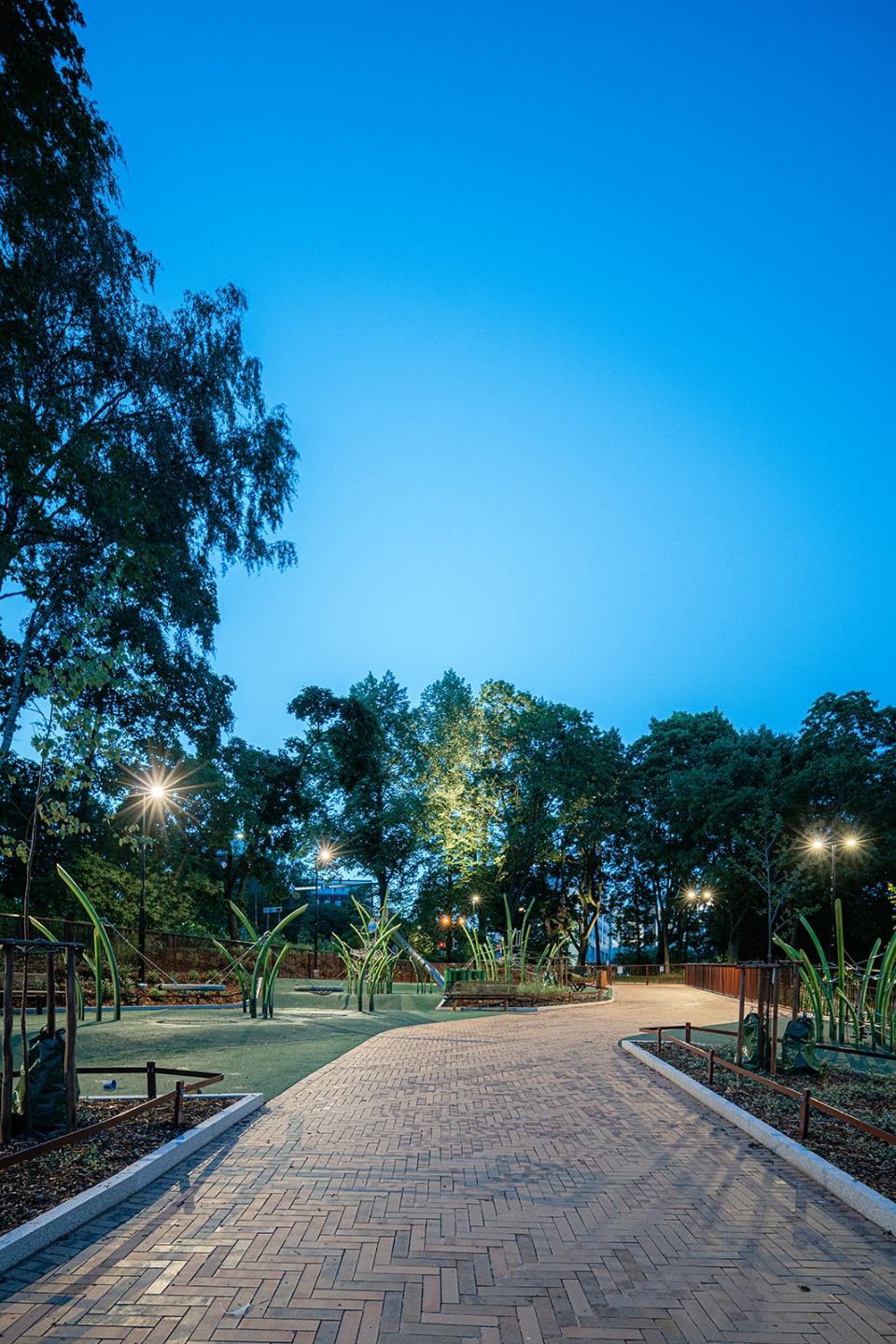 Åvik River Reed Playground and river park by LOCI Landscape 