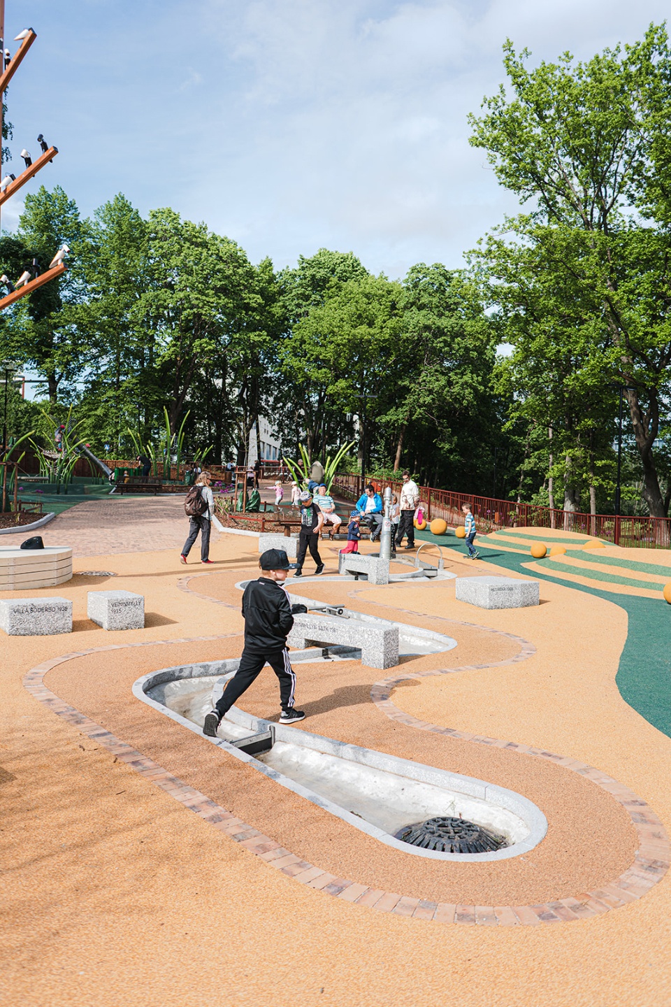 avik river reed playground and river park by loci landscape architects