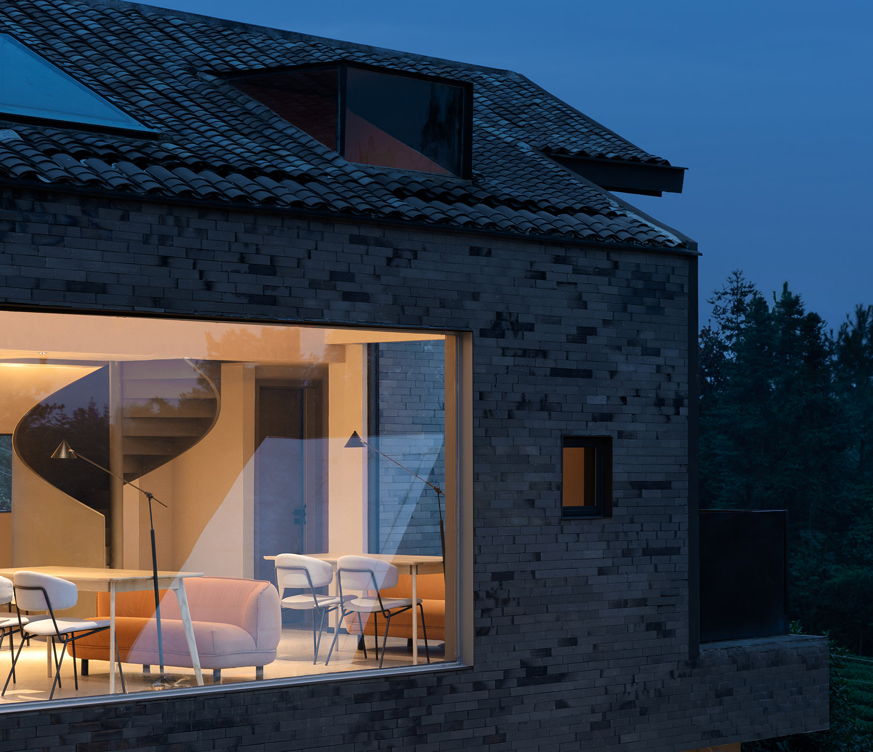 Pretty lodges built in mountains layering courtyard China by CC ARCHITECTURE SPACE