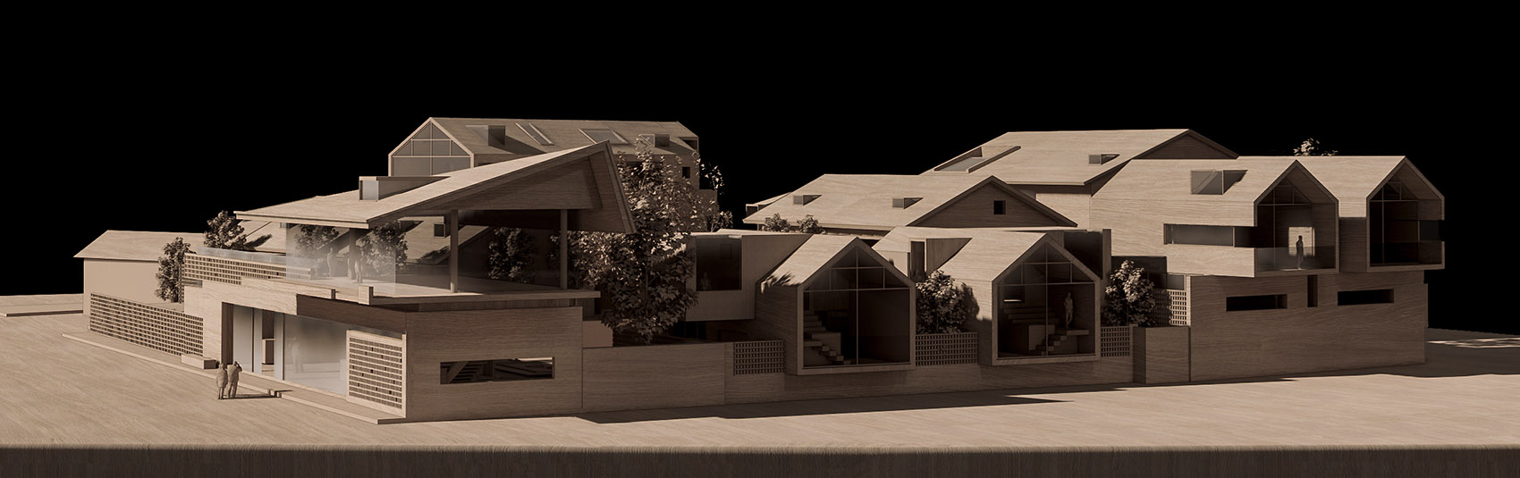 Pretty lodges built in mountains layering courtyard China by CC ARCHITECTURE SPACE