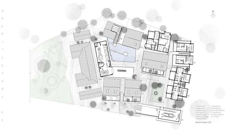 Pretty lodges built in mountains layering courtyard China by CC ARCHITECTURE SPACE 1