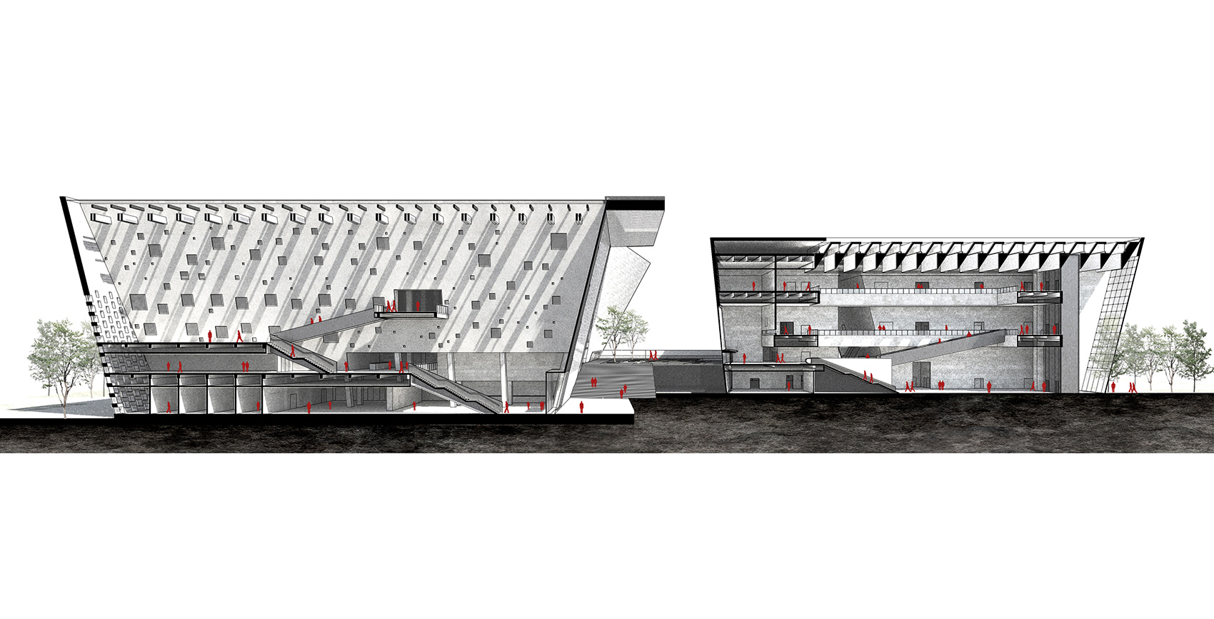 Zhengzhou Art Museum and Zhengzhou Archives, China by Zeng Qun