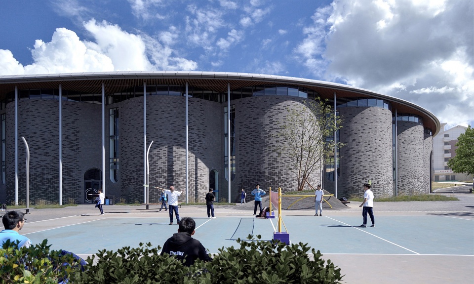 gymnasium and swimming pool of fujian jianou first high school china by thdl
