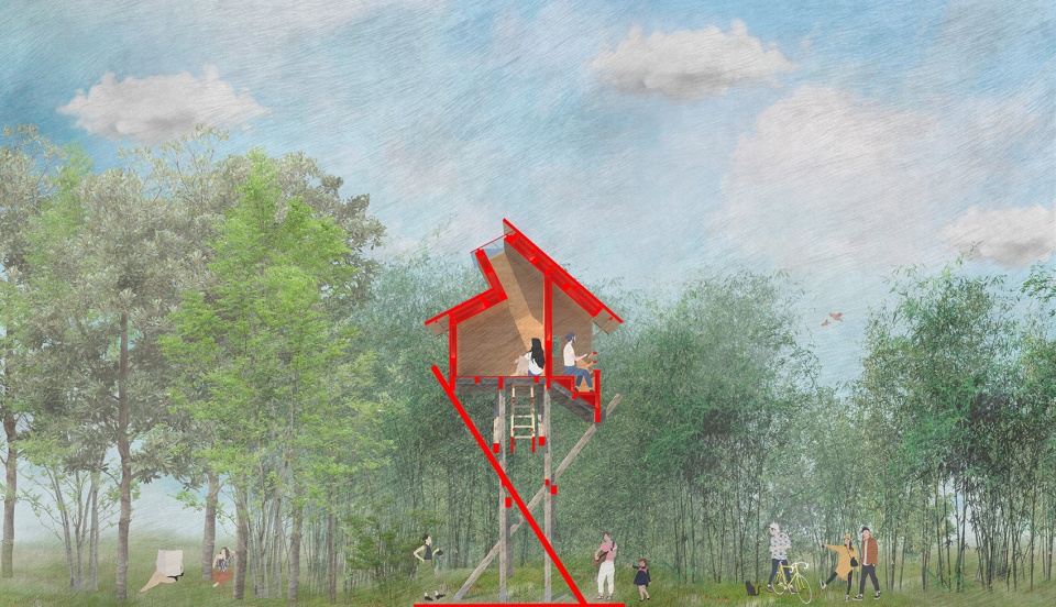 tower for meditation and view china by jumping house lab
