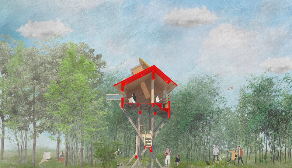 tower for meditation and view china by jumping house lab