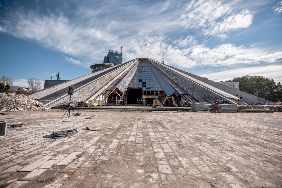 construction begins on the pyramid in tirana albania by mvrdv