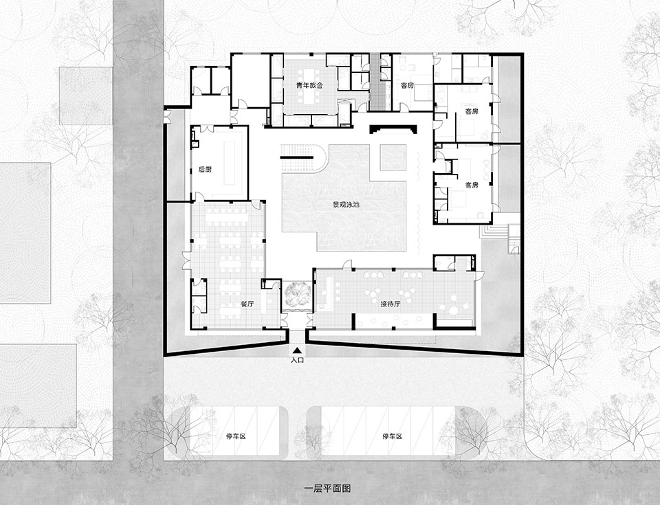 ▼一层平面图,1f plan 灰空间建筑事务所