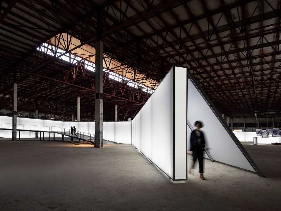folded time light line 2019 uabb exhibition hall by atelier xi