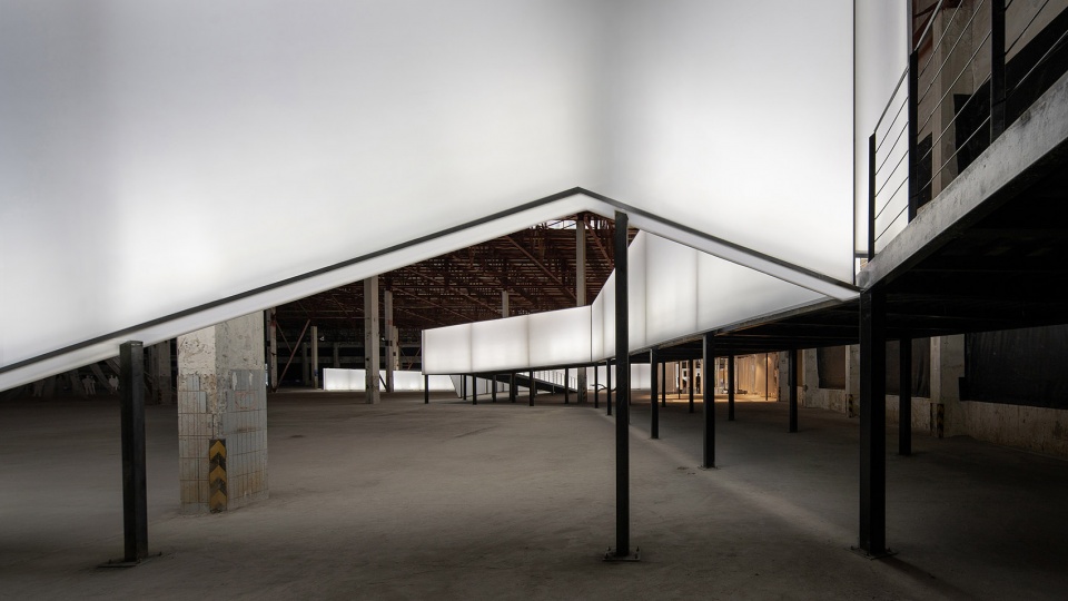 folded time light line 2019 uabb exhibition hall by atelier xi