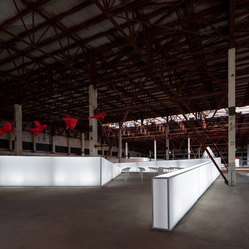 folded time light line 2019 uabb exhibition hall by atelier xi