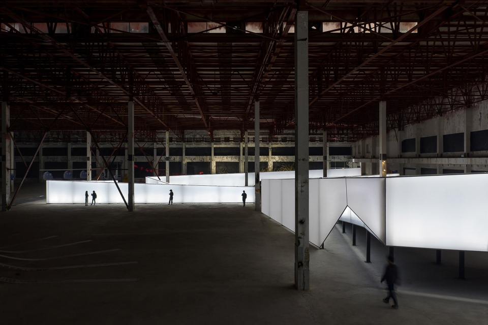 folded time light line 2019 uabb exhibition hall by atelier xi