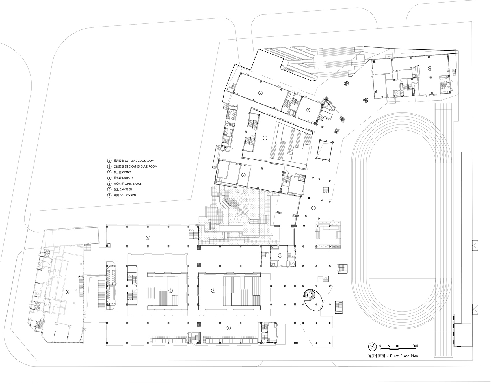 ▼首层平面图, first floor plan  坊城设计