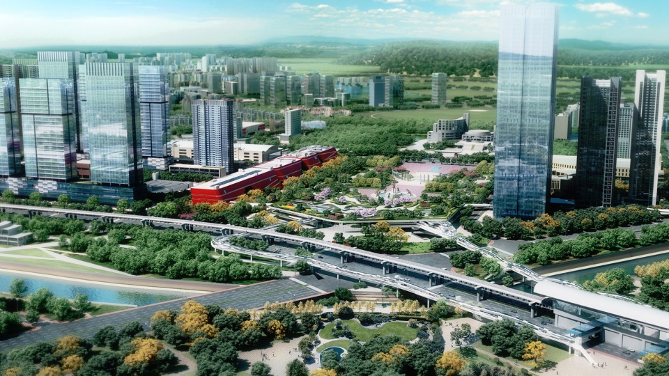 link city with nine dragon bridges longgang core area overpasses design china by fcha