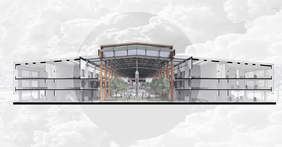 rebirth of the old factory gmp wins competition for shanghai academy of fine arts shanghai university wusong