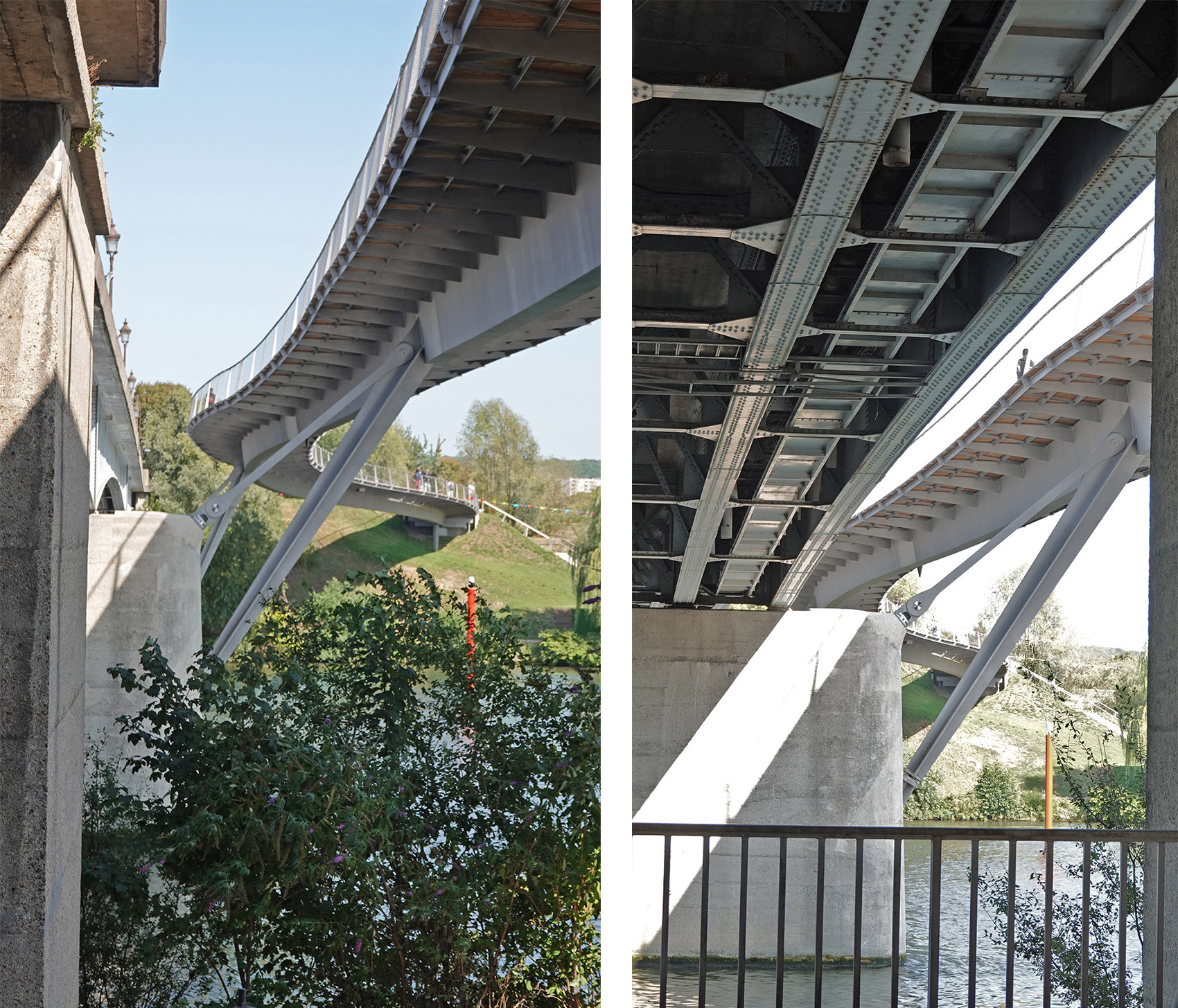 footbridges over the seine river for pedestrians and cyclists by dietmar feichtinger architectes