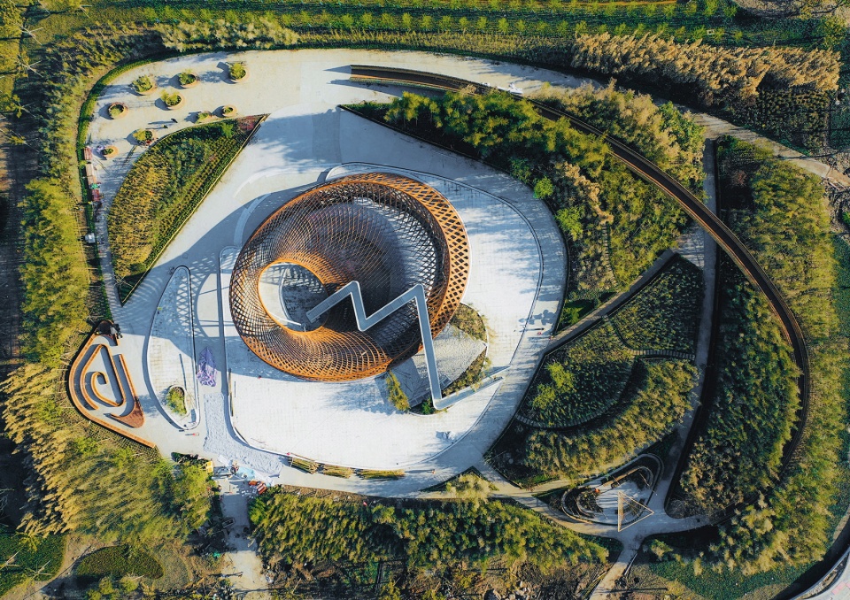 the bamboo and rattan pavilion of the 10th china flower expo by arcplus shanghai archi scientific creation center