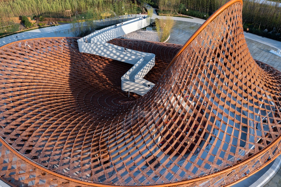 the bamboo and rattan pavilion of the 10th china flower expo by arcplus shanghai archi scientific creation center