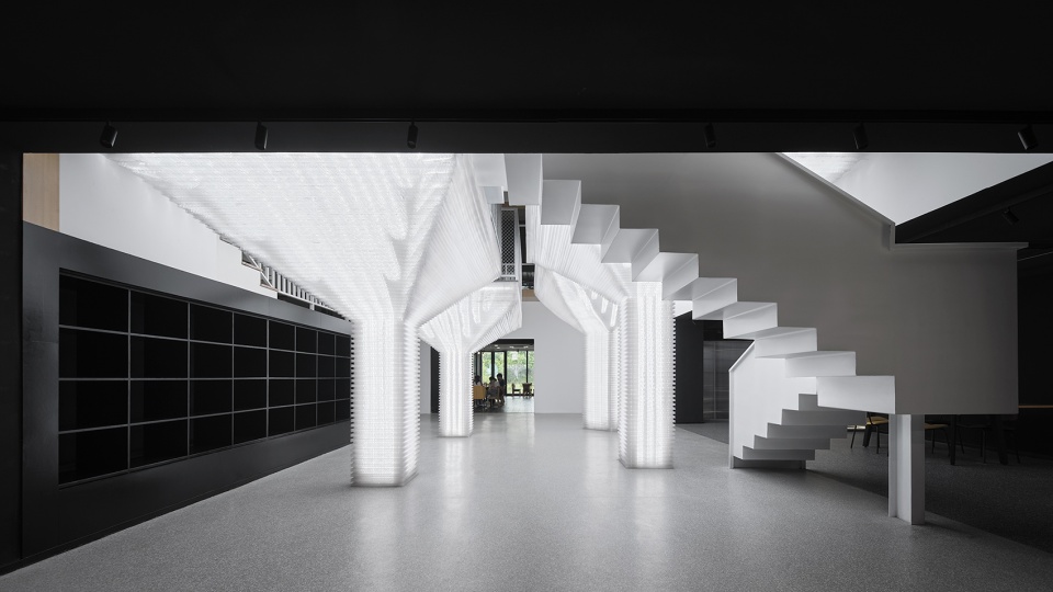 coffee and reading space renovation in an office warehouse shanghai by hcch studio
