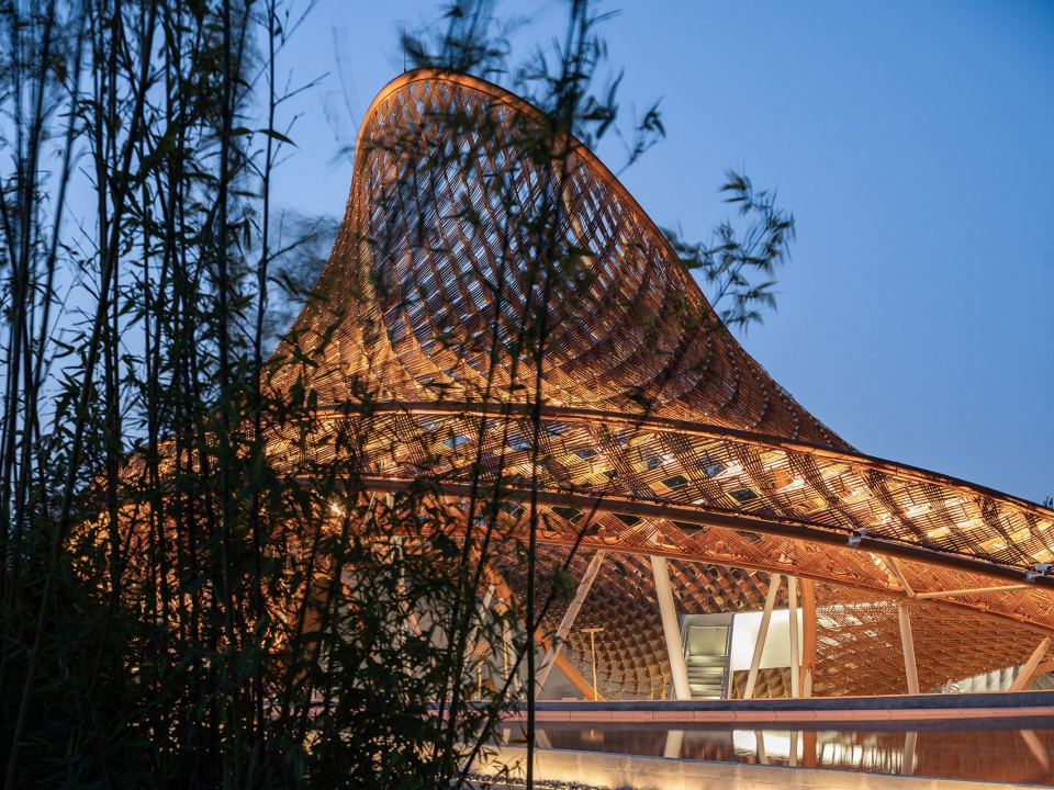 the bamboo and rattan pavilion of the 10th china flower expo by arcplus shanghai archi scientific creation center