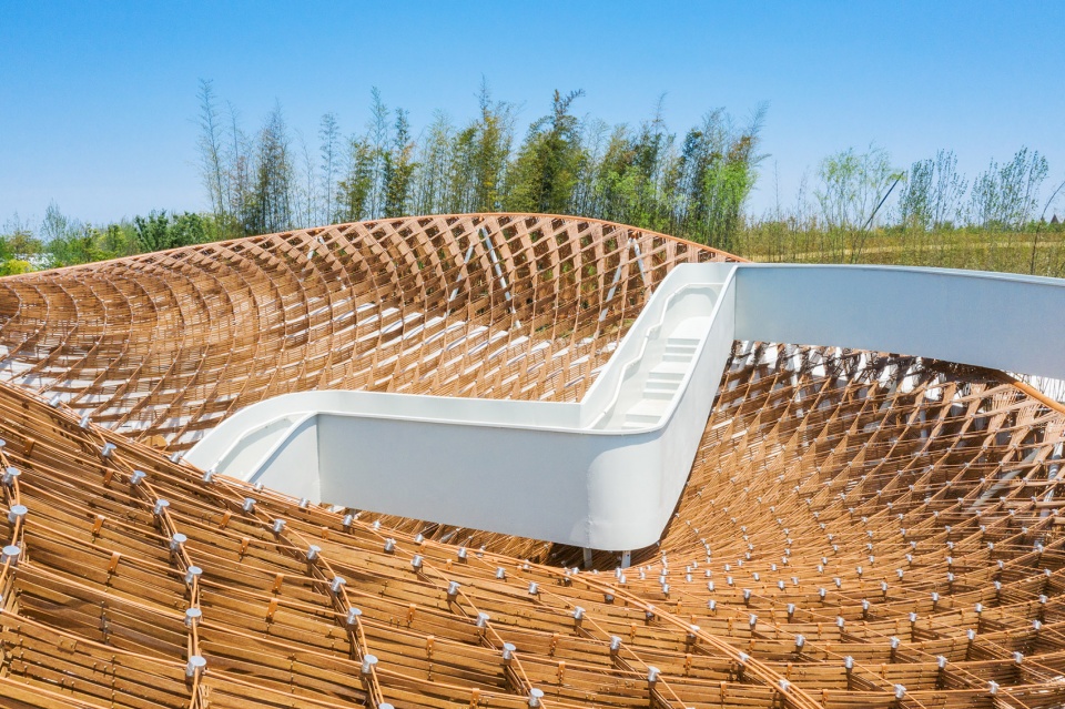 the bamboo and rattan pavilion of the 10th china flower expo by arcplus shanghai archi scientific creation center