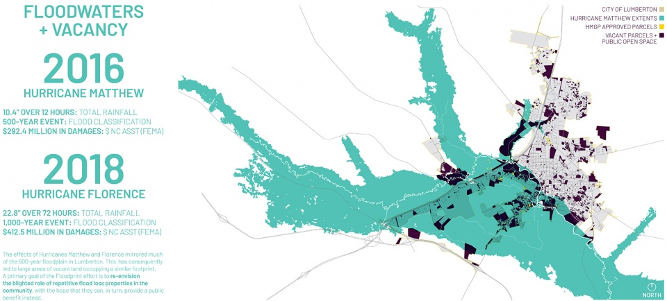 2020 asla research award of honor lumberton community floodprint nc state university coastal dynamics design lab