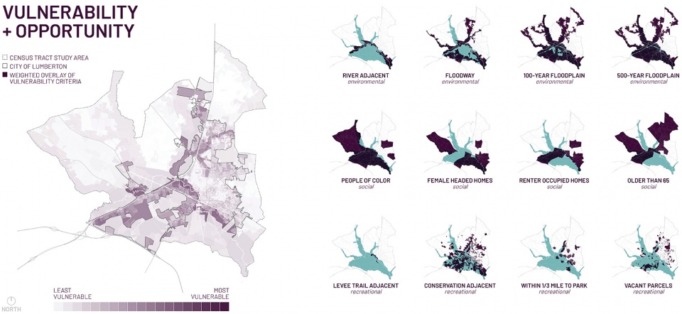 2020 asla research award of honor lumberton community floodprint nc state university coastal dynamics design lab