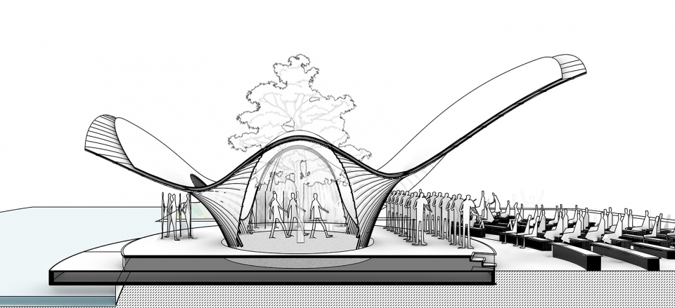 flower field bamboo pavilion china by atelier cns