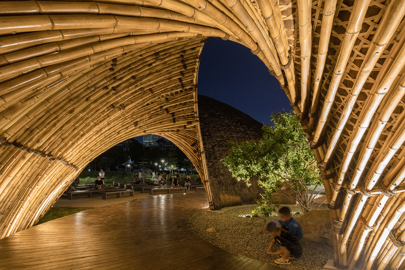 flower field bamboo pavilion china by atelier cns