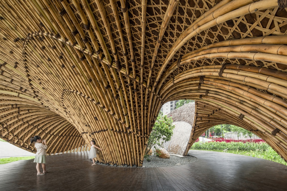 flower field bamboo pavilion china by atelier cns