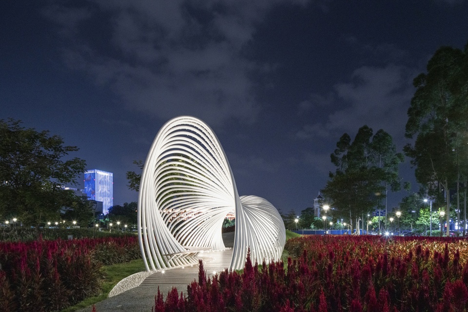 flower field bamboo pavilion china by atelier cns
