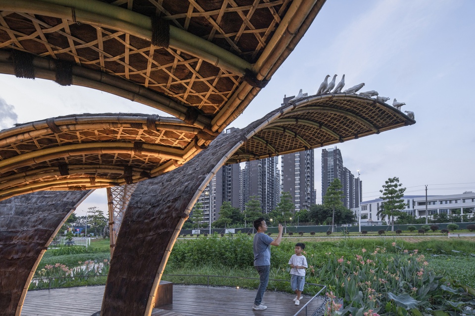 flower field bamboo pavilion china by atelier cns