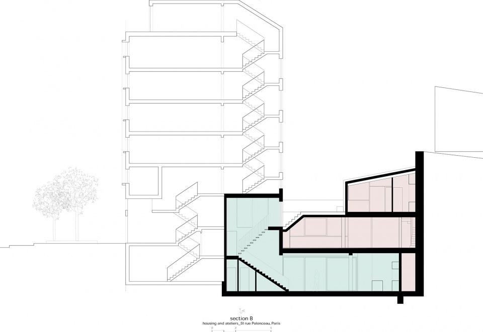 housing and ateliers in rue polonceau paris by yua studio darchitecture