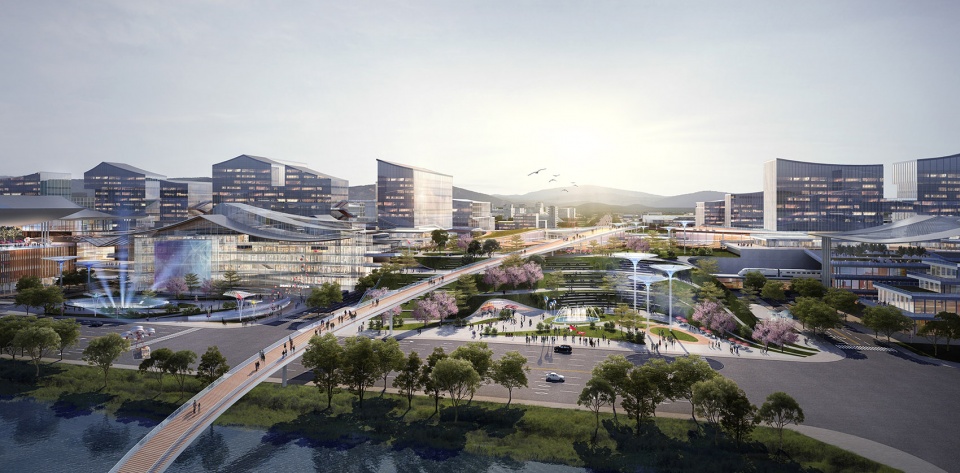 aedas and caupd hitad consortium won the urban design competition for hangzhou shuangpu depot tod project