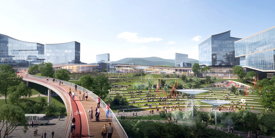 aedas and caupd hitad consortium won the urban design competition for hangzhou shuangpu depot tod project