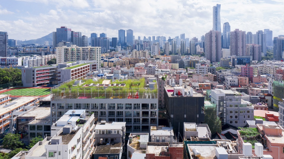 mvrdv transforms disused industrial building into a creative factory with a green public roof in shenzhen