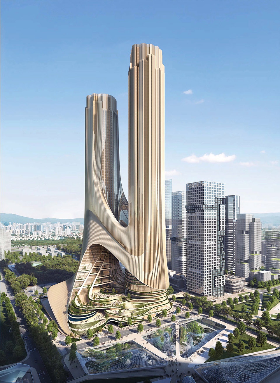 tower c at shenzhen bay super headquarters base winning proposal by zaha hadid architects